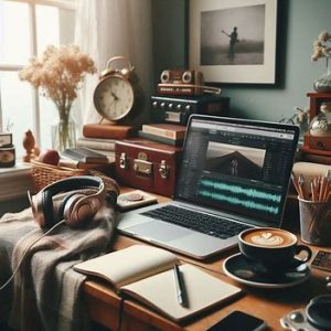 cozy music workspace